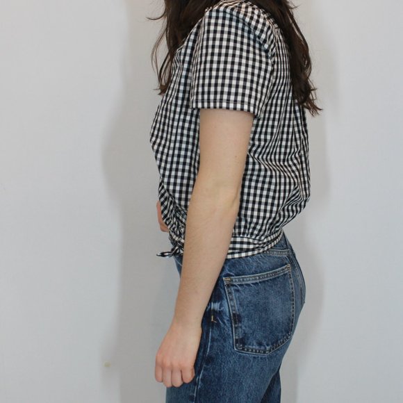 Madewell Short-Sleeve Wrap Top in Gingham Check - XS - Picture 4 of 12